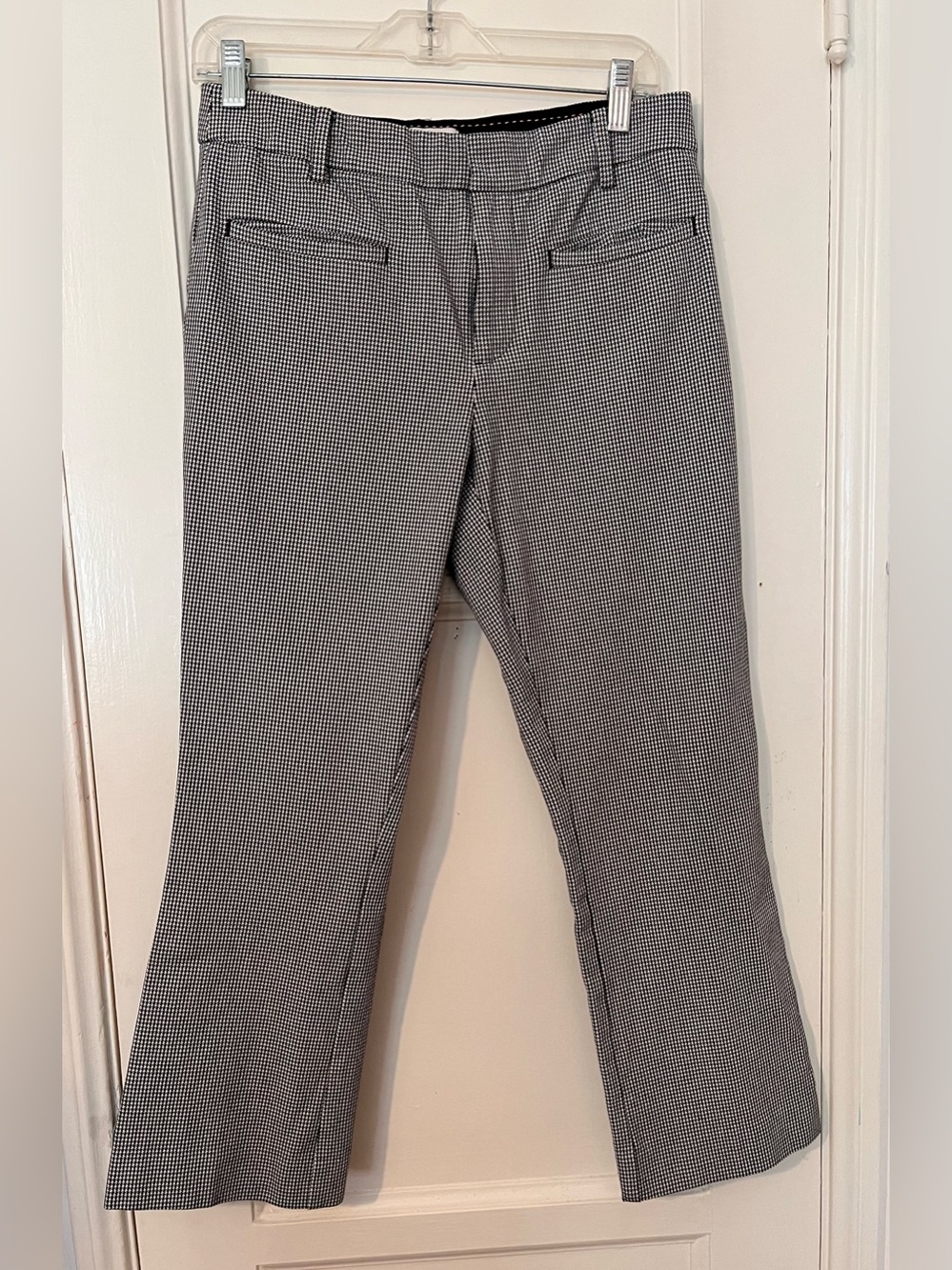 Anthropologie The Essential Collection Houndstooth Cropped Pants Size 6 Black Wh